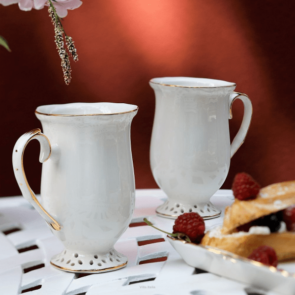 Kubek porcelanowy złota linia 300ml - CLARA Gold Ivory 2