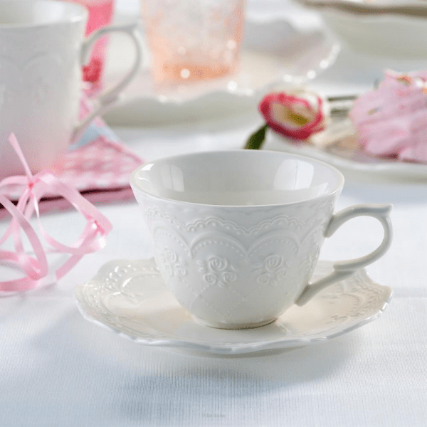Filiżanka do herbaty porcelanowa 220ml ze spodkiem - AURELIA 2