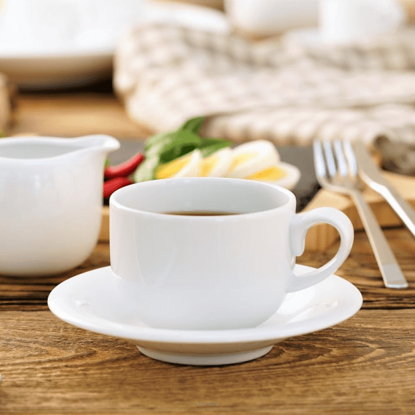 Filiżanka do kawy herbaty 230ml porcelanowa ze spodkiem - PLUS WHITE 3