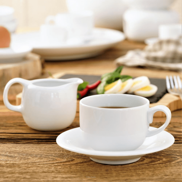 Filiżanka do kawy herbaty 230ml porcelanowa ze spodkiem - PLUS WHITE 5
