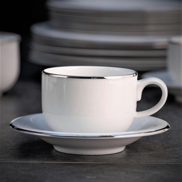 Filiżanka do kawy herbaty 230ml porcelanowa ze spodkiem - PLUS PLATIN 3