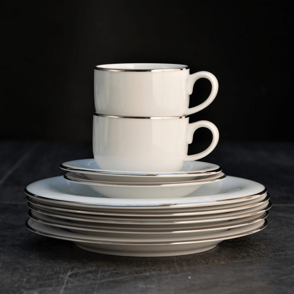 Filiżanka do kawy herbaty 230ml porcelanowa ze spodkiem - PLUS PLATIN 4