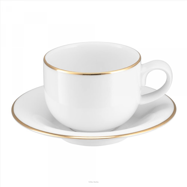 Filiżanka do kawy herbaty 230ml porcelanowa ze spodkiem - PLUS GOLD