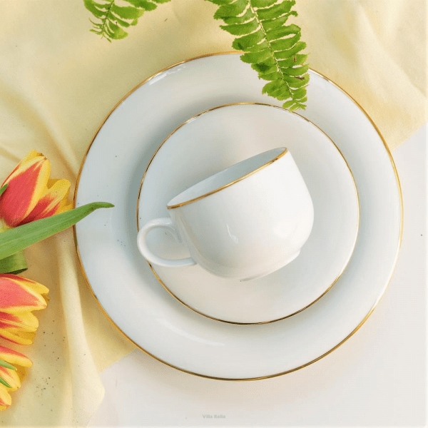 Filiżanka do kawy herbaty 230ml porcelanowa ze spodkiem - PLUS GOLD 3