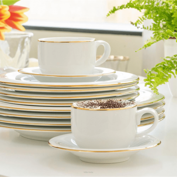 Filiżanka do kawy herbaty 230ml porcelanowa ze spodkiem - PLUS GOLD 4