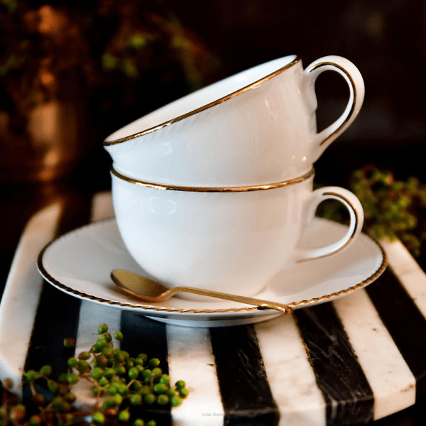 Filiżanka do kawy herbaty porcelanowa 330ml ze spodkiem - CAMILLA 1