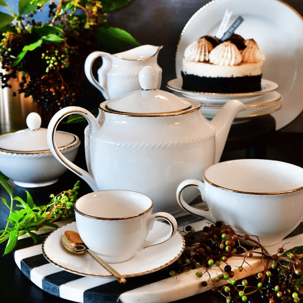 Filiżanka do kawy herbaty porcelanowa 330ml ze spodkiem - CAMILLA 4