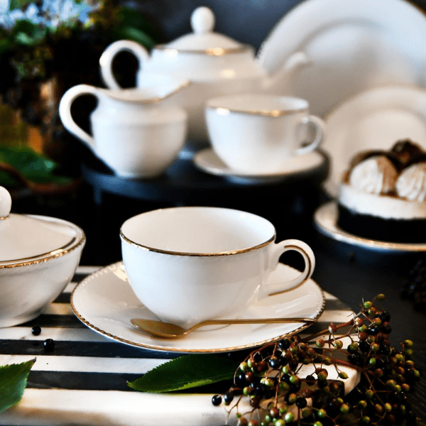 Filiżanka do kawy herbaty porcelanowa 330ml ze spodkiem - CAMILLA 5