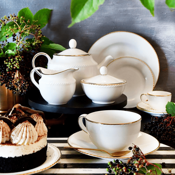 Filiżanka do kawy herbaty porcelanowa 330ml ze spodkiem - CAMILLA 6