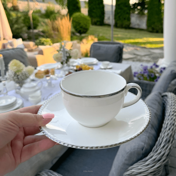 Filiżanka do kawy herbaty porcelanowa 330ml ze spodkiem - FLORIAN 1