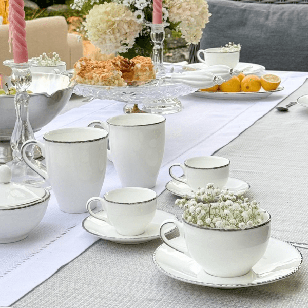 Filiżanka do kawy herbaty porcelanowa 330ml ze spodkiem - FLORIAN 4
