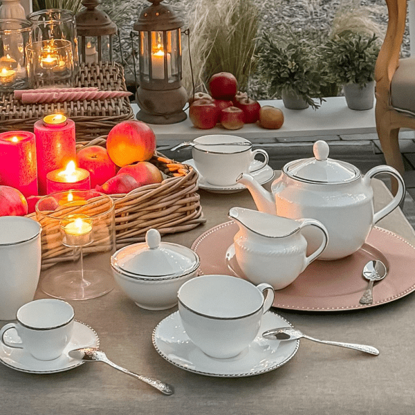 Filiżanka do kawy herbaty porcelanowa 330ml ze spodkiem - FLORIAN 5