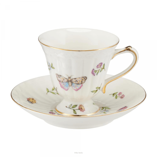 Filiżanka do herbaty porcelanowa 180ml ze spodkiem - LEDA IVORY