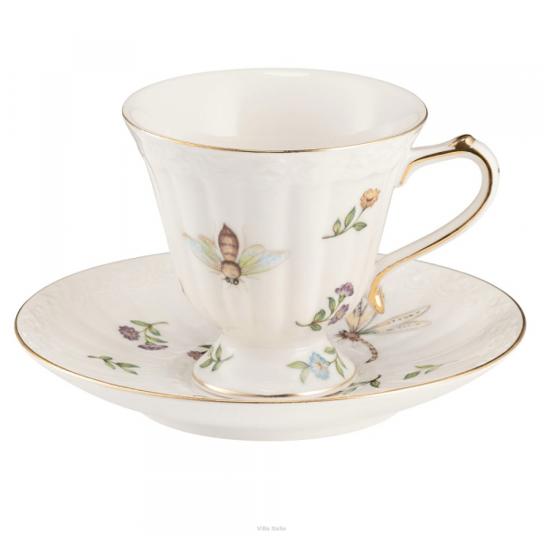 Filiżanka do herbaty porcelanowa 180ml ze spodkiem - LEDA IVORY 1