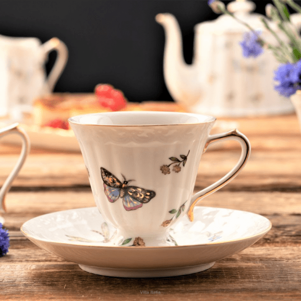 Filiżanka do herbaty porcelanowa 180ml ze spodkiem - LEDA IVORY 10