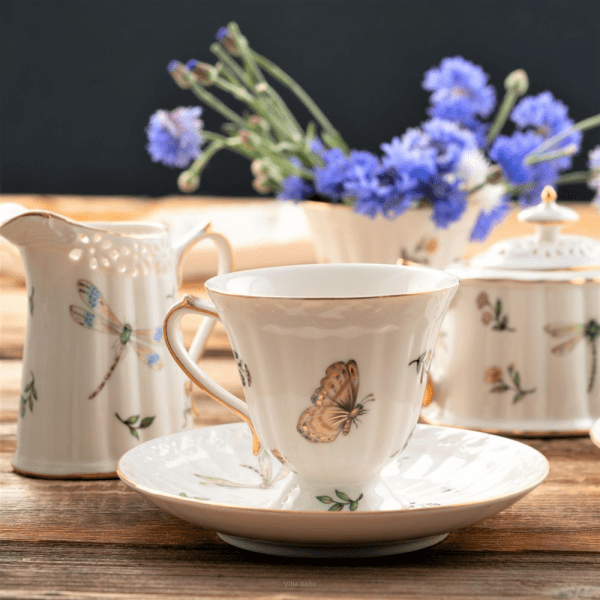 Filiżanka do herbaty porcelanowa 180ml ze spodkiem - LEDA IVORY 15