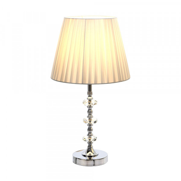 Srebrna lampa stołowa z białym abażurem 3
