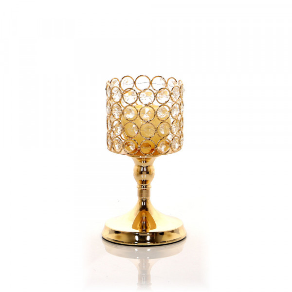 Złoty świecznik metalowy z cyrkoniami ROTONDO S 6