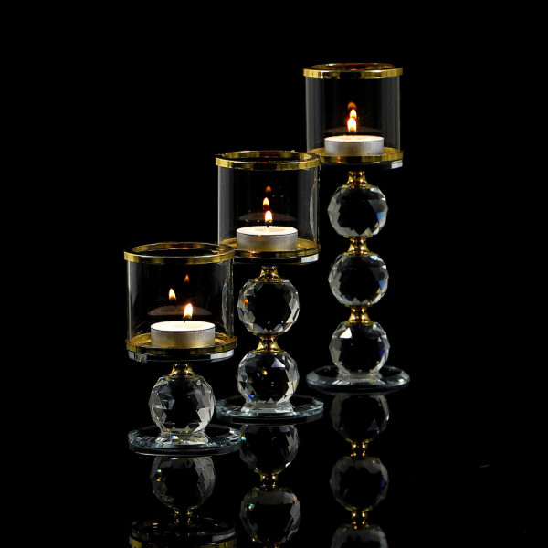 Kryształowy świecznik ze złotym zdobieniem - 1 kula 9