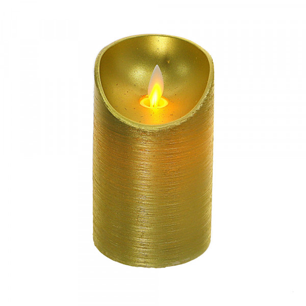 Złota świeca woskowa LED z tańczącym płomieniem 12cm 1