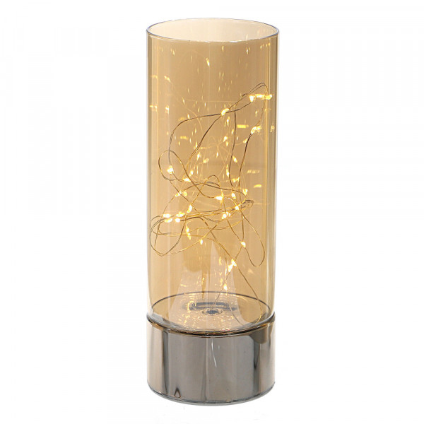 Lampka LED w szklanym bursztynowym cylindrze L