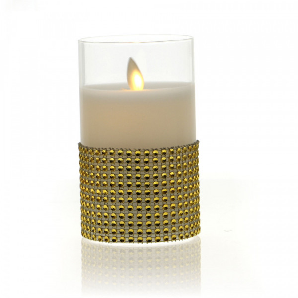 Świeca woskowa LED ze złotymi cyrkoniami 12,5cm OUTLET
