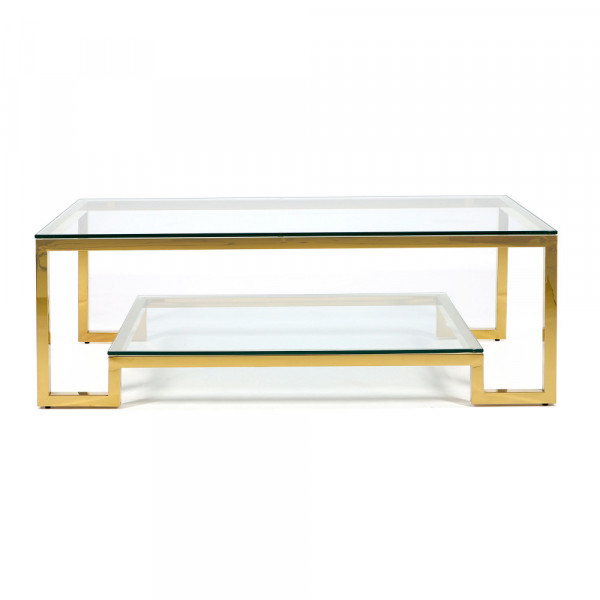 Złoty stolik ława Tarasso z dwiema szybami 4