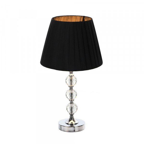 Lampa stołowa/nocna z trzema kryształowymi kulami i czarnym kloszem 3