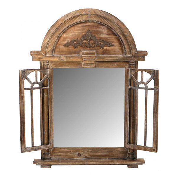 Duże drewniane lustro z okiennicami 67,5×90cm 1