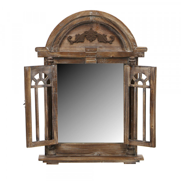 Brązowe lustro z okiennicami 47×63cm 1