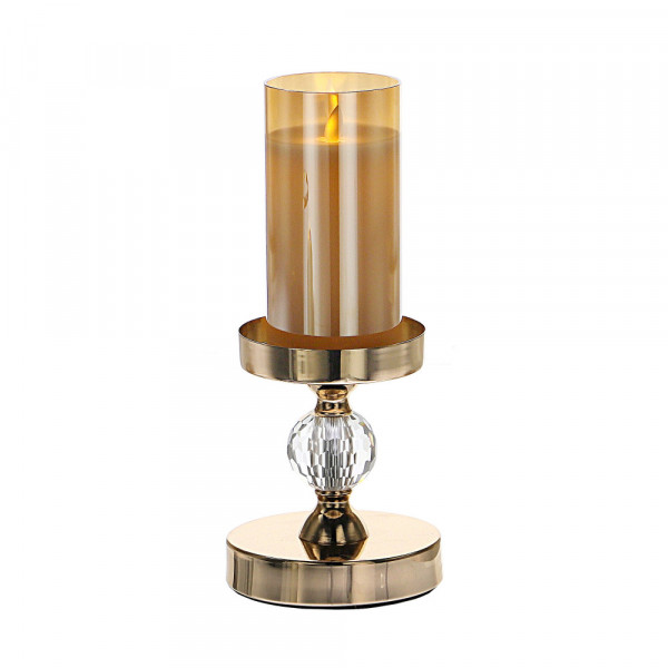 Świecznik z kryształową kulą w kolorze francuskiego złota 28cm 3