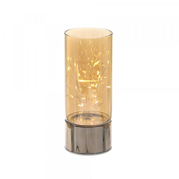 Lampka LED w bursztynowym szklanym cylindrze M