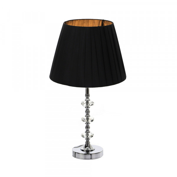 Srebrna lampa stołowa z czarnym abażurem 2