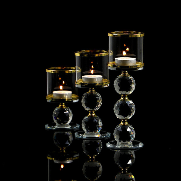 Kryształowy świecznik ze złotym zdobieniem - 1 kula 11