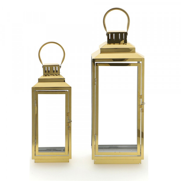Komplet dwóch złotych latarni chromowanych glamour 7