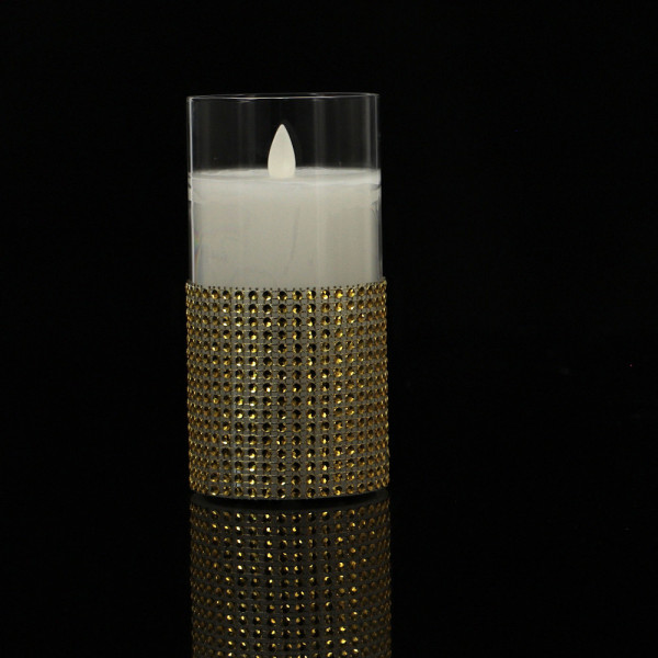 Świeca woskowa LED ze złotymi cyrkoniami 15cm 1