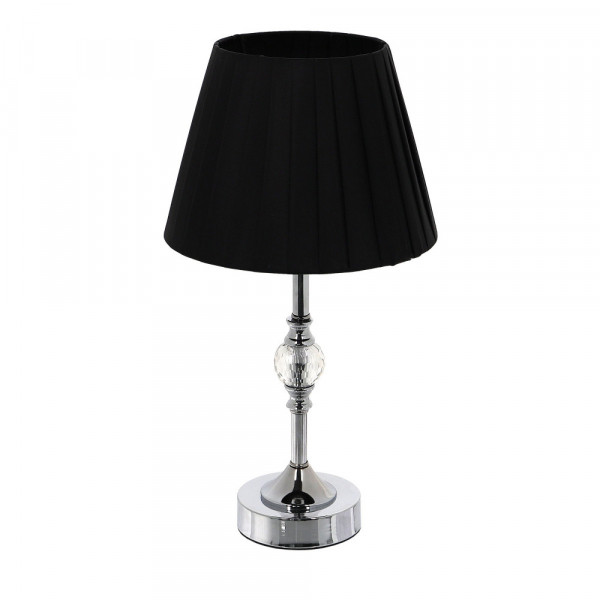 Srebrna lampa stołowa/nocna z kryształową kulą i czarnym abażurem 4