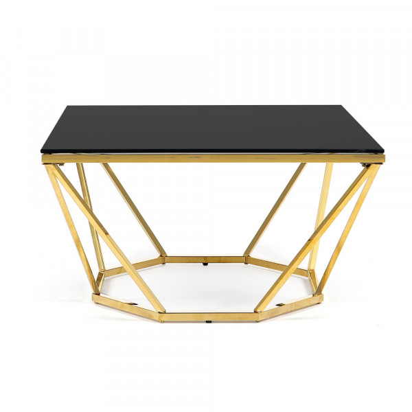Złoty stolik Oktana z czarną szybą 80×80×45CM 3
