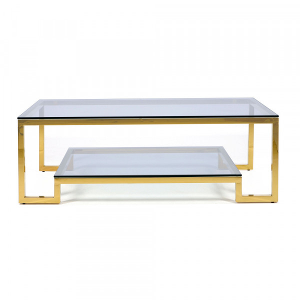 Złoty stolik ława Tarasso z dwiema błękitnymi szybami 4