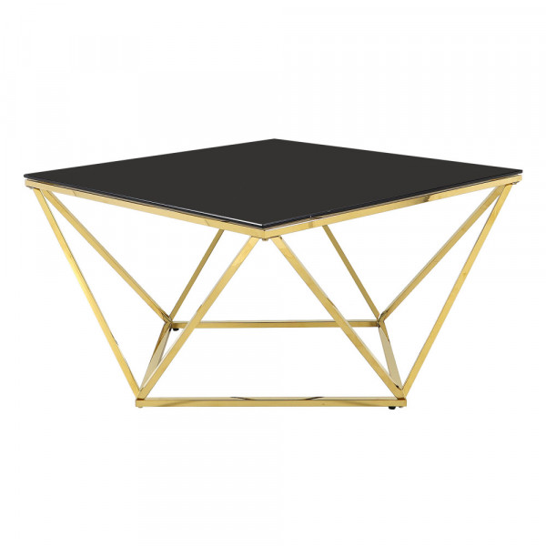 Złoty stolik kawowy Java z czarną szybą 80×80×45,5cm