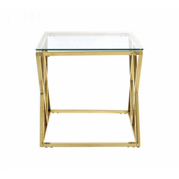 Złoty stolik ze stali chromowanej 55×55×55,5cm 3