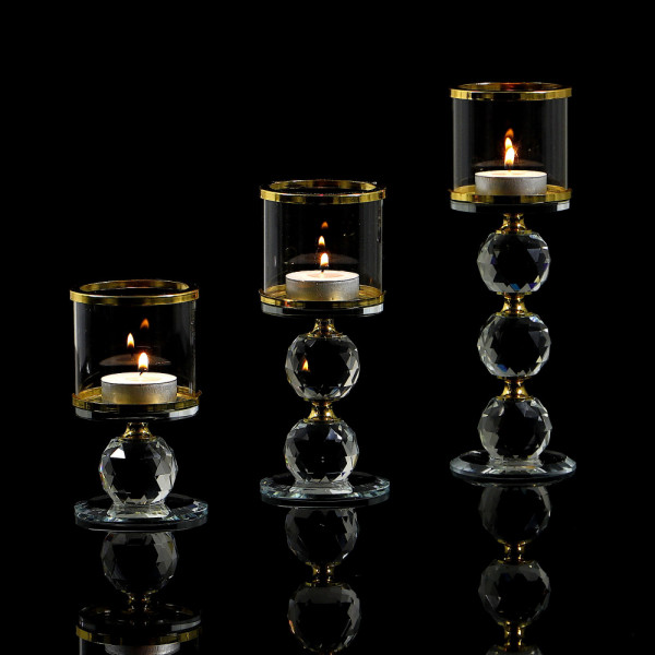 Kryształowy świecznik ze złotym zdobieniem - 1 kula 8