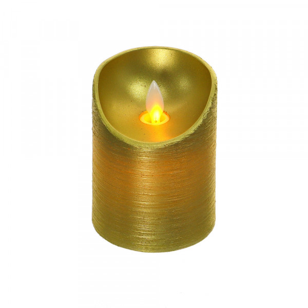 Złota świeca woskowa LED z tańczącym płomieniem 10 cm 1