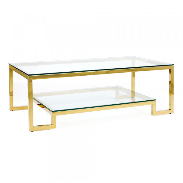 Złoty stolik ława Tarasso z dwiema szybami 3