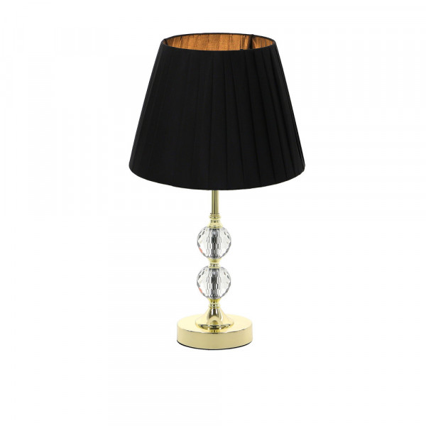 Złota lampa stołowa/nocna z dwoma kryształowymi kulami i czarnym kloszem 2