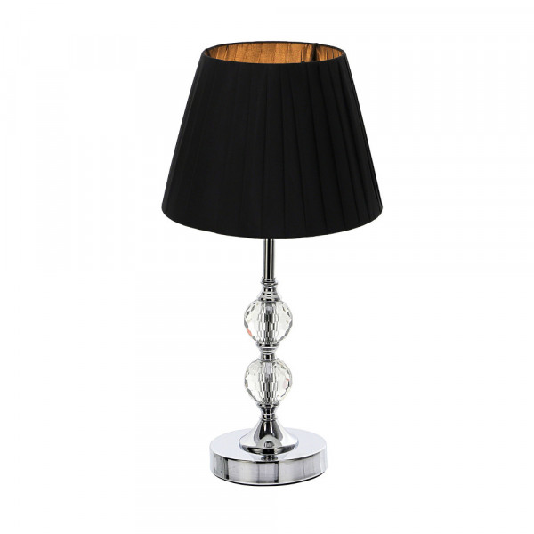 Lampa stołowa/nocna z dwoma kryształowymi kulami i czarnym kloszem 2