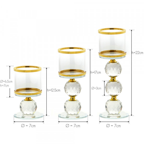 Kryształowy świecznik ze złotym zdobieniem - 1 kula 1